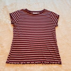 The Children’s Place Girls’ Short Sleeve Ruffle Stripes Shirt